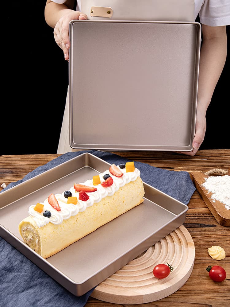 ✅28×28 square cake roll baking pan mold household non-stick nougat snowflake cookie baking tool