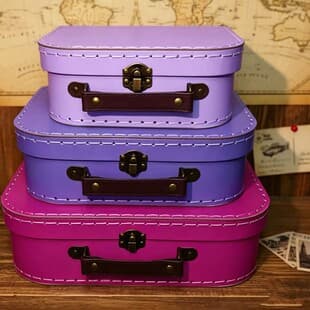 Custom Colored Stitched Cardboard Hand Box, Children's Toy Packaging Box with PU Handle and Metal Lock