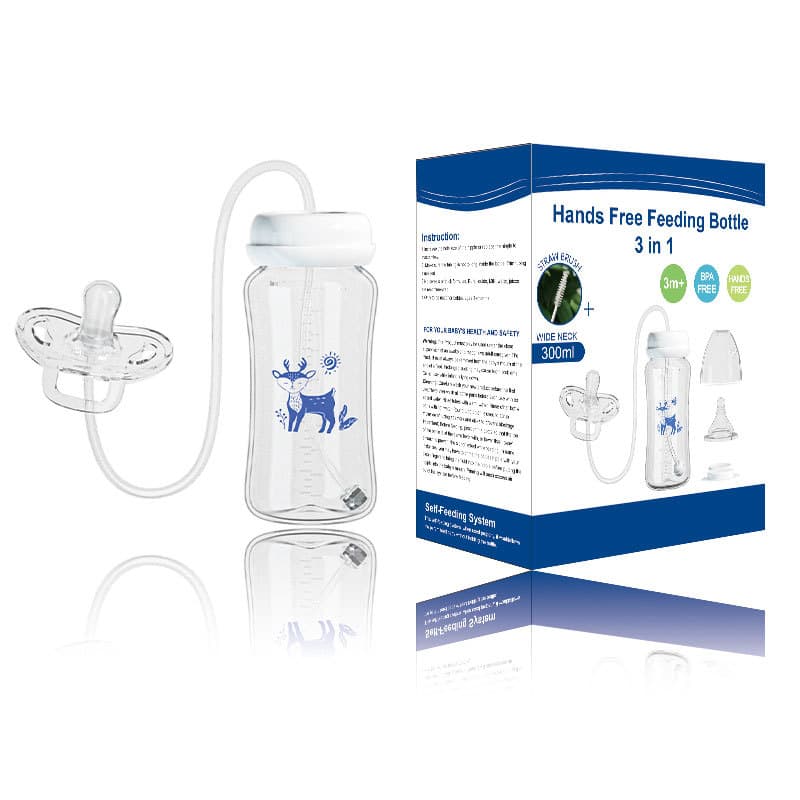 Amazon Best-Selling Creative Hands-Free Baby Bottle Wide-Neck PP Feeding Bottle 300ml