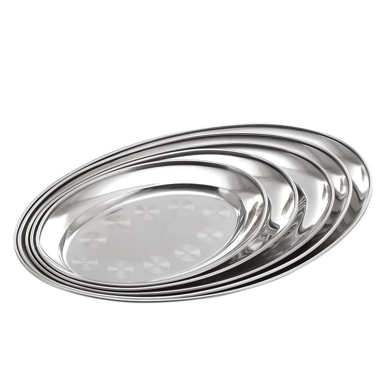 Customized stainless steel egg-shaped platter-shaped shallow dish rice roll plate dinner plate tableware hotel restaurant dish household fish plate