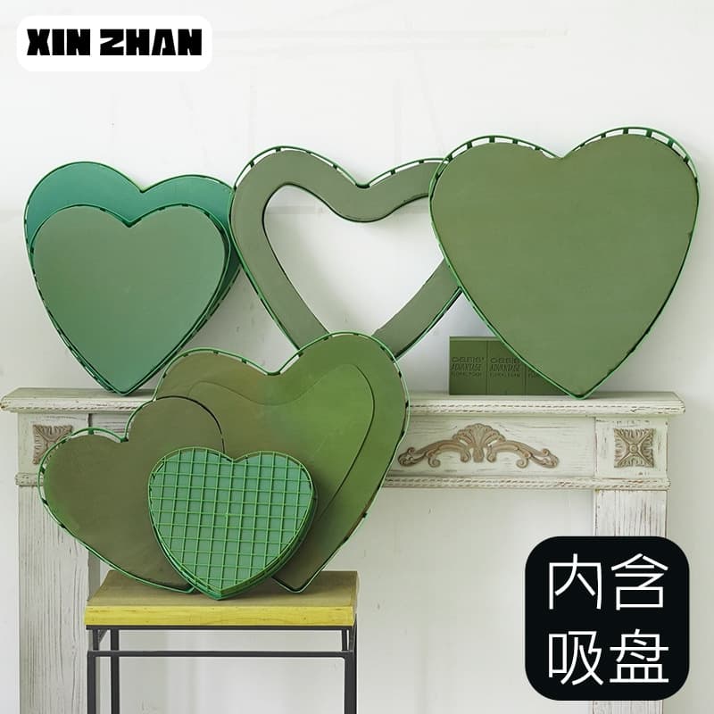 Wedding Car Floral Foam Heart with Suction Cup, Heart-Shaped Flower Car Base, Head Car Flower Arrangement Props Wedding Decoration Supplies