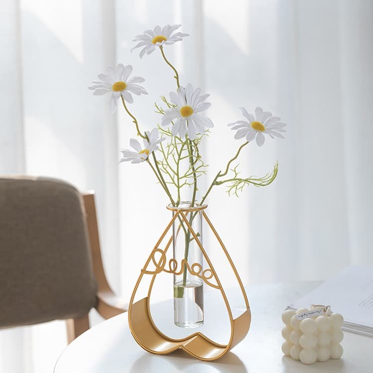 Instagram-worthy creative hydroponic vase, indoor living room decoration with artificial flowers, transparent glass hydroponic vase.