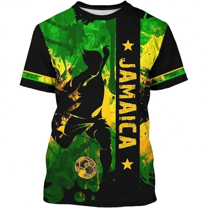 2026 Megamo World Cup Men's Short Sleeve T-Shirt Jamaica Themed Football Print Sports Casual Top Asia