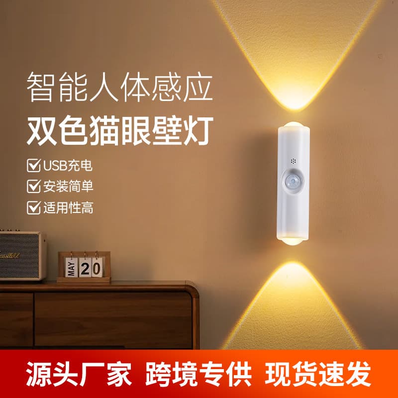 New Cross-Border No-Wiring Smart Human Body Induction Light, Lights Up When People Approach, Magnetic Charging Induction Wall Light for Bedroom Nightstand