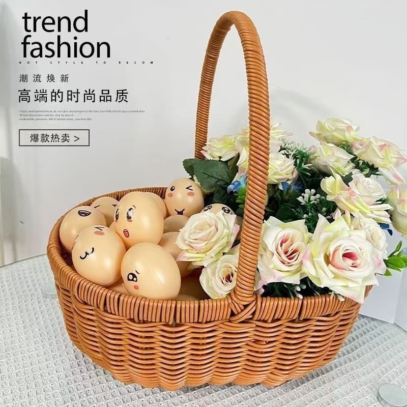 Imitation rattan woven picnic basket, floral arrangement basket, holiday gift basket, egg basket, fruit basket, flower arrangement, flower arrangement