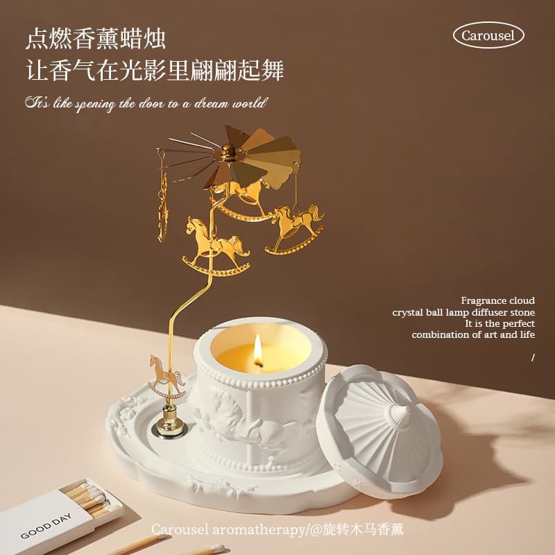 Aromatherapy Candle Carousel Gift Set for Women Friends Birthday Gift Bedroom Home Long-lasting Ambiance