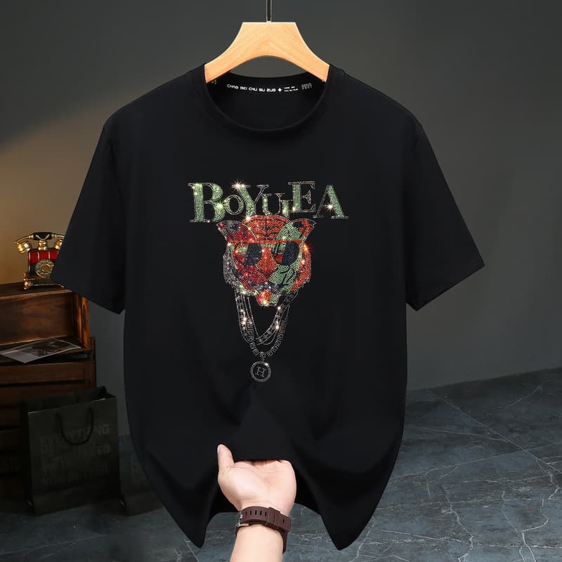 Plus size plus size summer short-sleeved t-shirt for men loose trendy casual half-sleeved fat man plus size men's fat man t-shirt