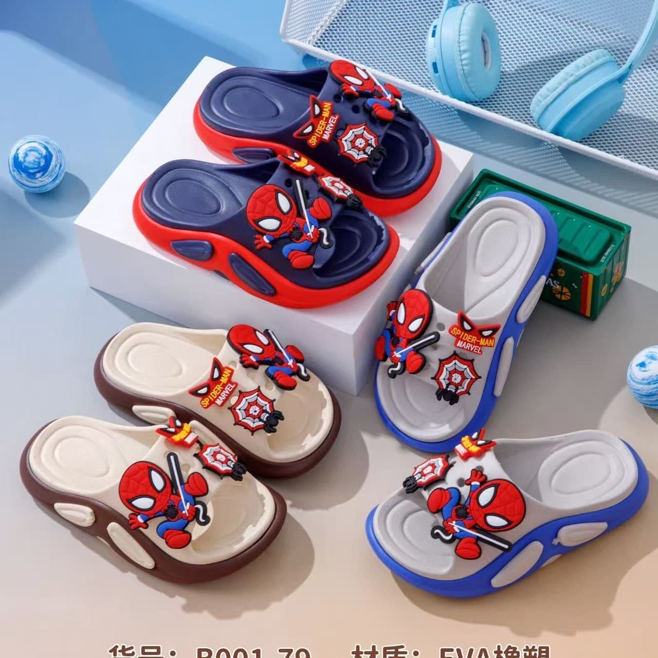 2025 New Eva Children's Slippers, Boys' Non-Slip Summer Sandals, Cute Cartoon Dual-Color Soft Sole Slippers Wholesale