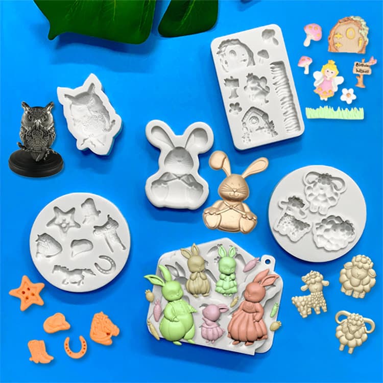 Forest Animal Farm Silicone Mold Sheep Owl Rabbit Easter Chocolate Mold