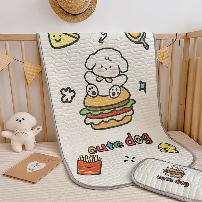 Foreign Trade Cartoon Baby Latex Cooling Mat Two-Piece Set Baby Cooling Silk Machine Washable Air Conditioning Ice Silk Latex Soft Mat
