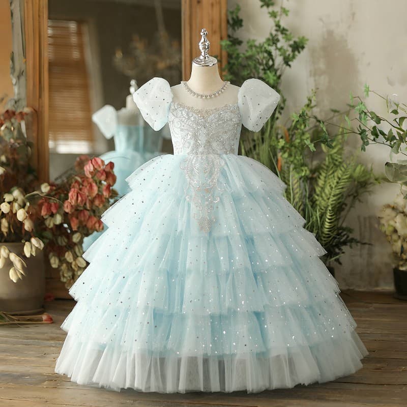 Girls dress high-end flower girl wedding little girl birthday princess dress tutu children host piano competition