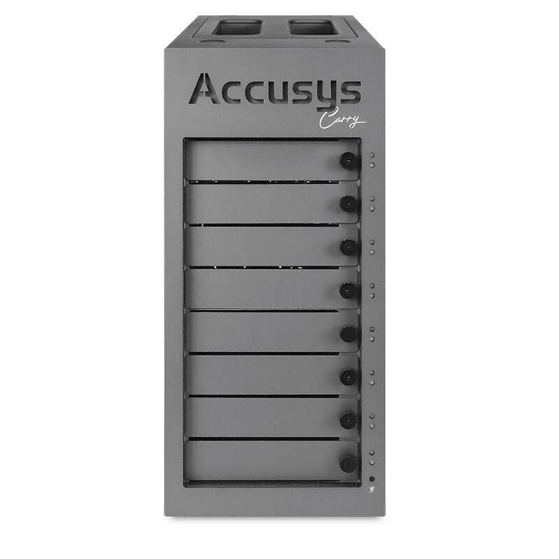 ACCUSYS GammaCarry comes standard with a 32TB enterprise storage capacity disk array and shared storage disk array.