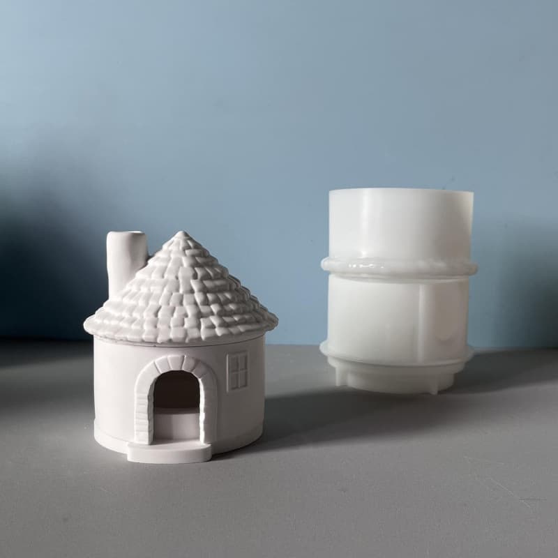 New and good Christmas series mold chimney house shape mold tea light candlestick holder gypsum glue mold