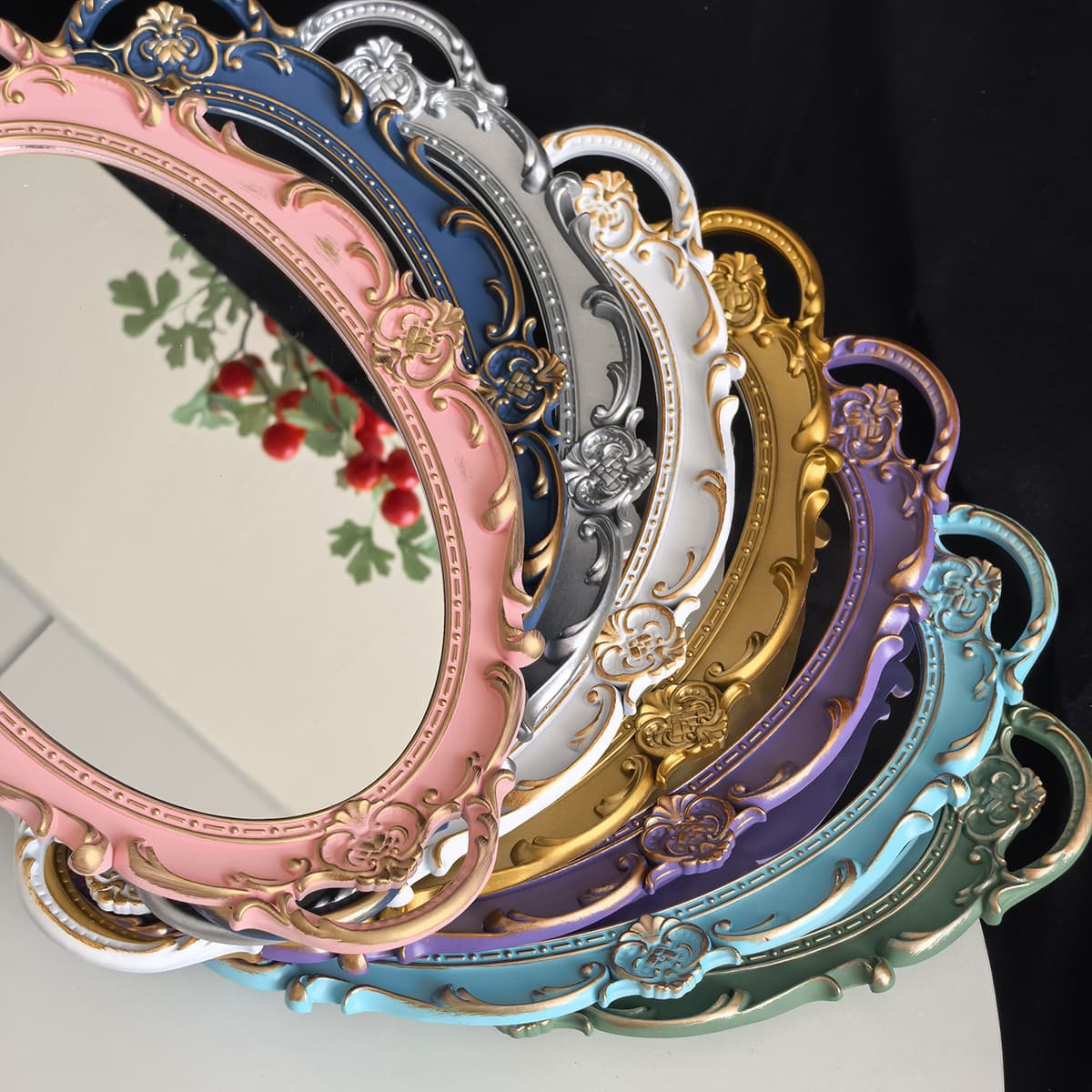 European retro old lace mirror tray ins style photo props internet celebrity ornaments dessert jewelry storage tray