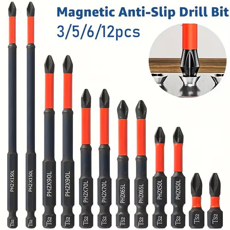 Temu Shein Labeled Best-Seller 12pcs Cross Strong Magnetic Screwdriver Bits for Electric Drill