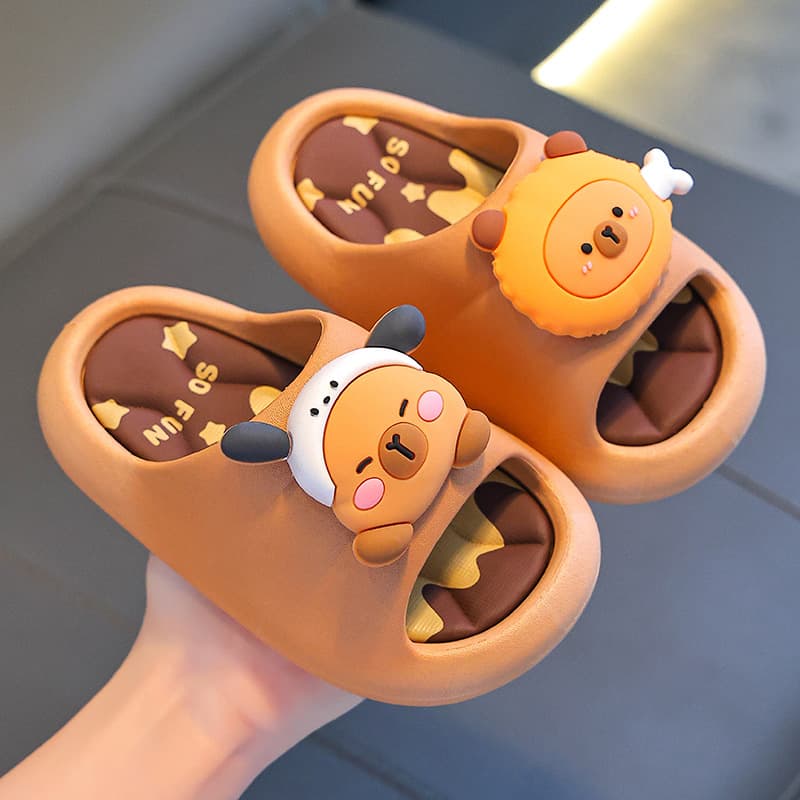 Jieyang Warehouse - Children's Slippers with a Soft, Squishy Feel for Girls, Summer Cartoon Cute Non-Slip Indoor Bath Soft-Soled Slippers