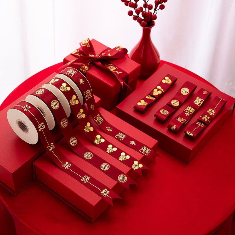 Wedding Supplies Complete Set, Bedding Tying Ribbon, Bride Preparation, Wedding Red Ribbon, Dowry Red Silk Ribbon
