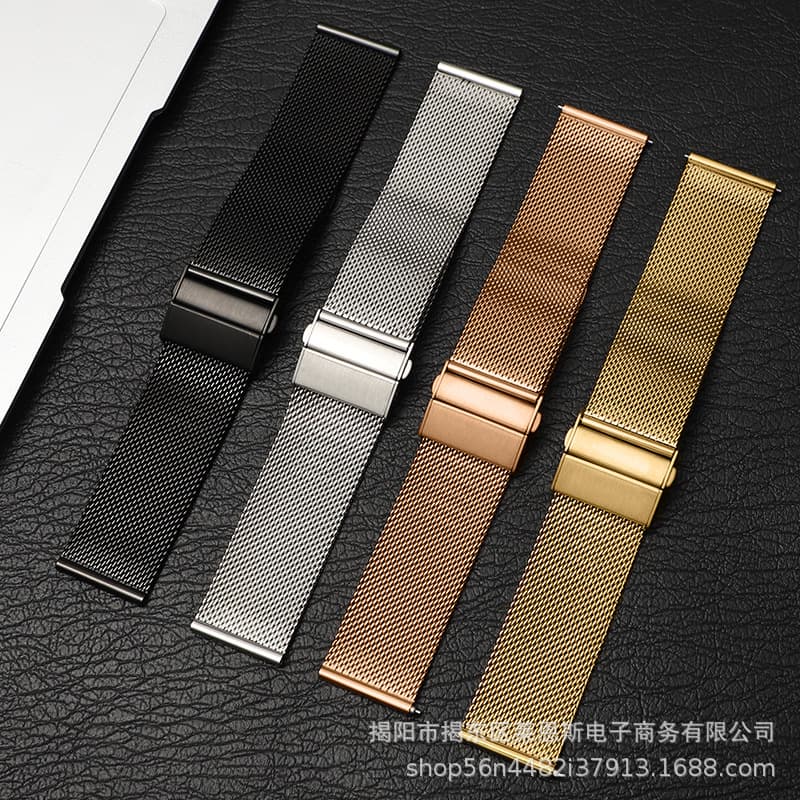 For Huawei GT5 Samsung Milano Nice 06 Line Double Press Huawei Buckle Watch Band Smart Metal Strap Cross Border