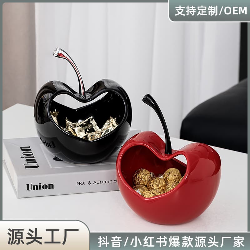 Creative Fruit Basket with Gift Box Living Room Household Light Luxury High-end Ceramic Snack Dried Fruit Plate Apple Cherry Fruit Basket
