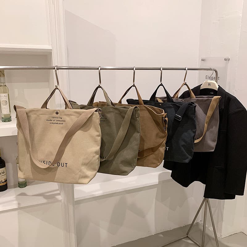 Cross-border bags retro canvas shoulder bag new trendy large-capacity crossbody bag female student class portable tote bag