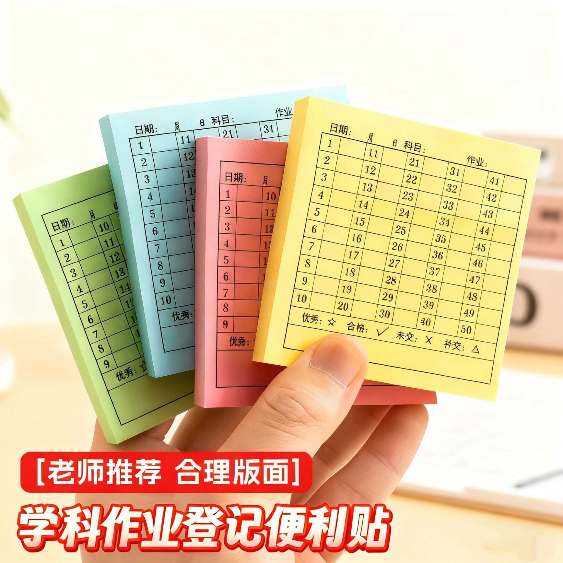 Student homework registration sticky notes are thickened N times and come with attendance sheets and subject records. Necessary school stationery for the start of school.