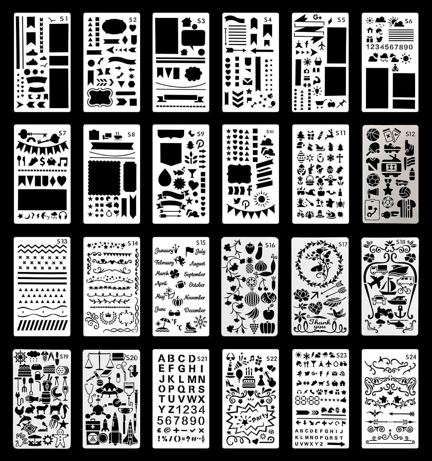 24-Piece Amazon Journal Drawing Templates, Theme-based Personalized Making Molds, DIY Accounting Book