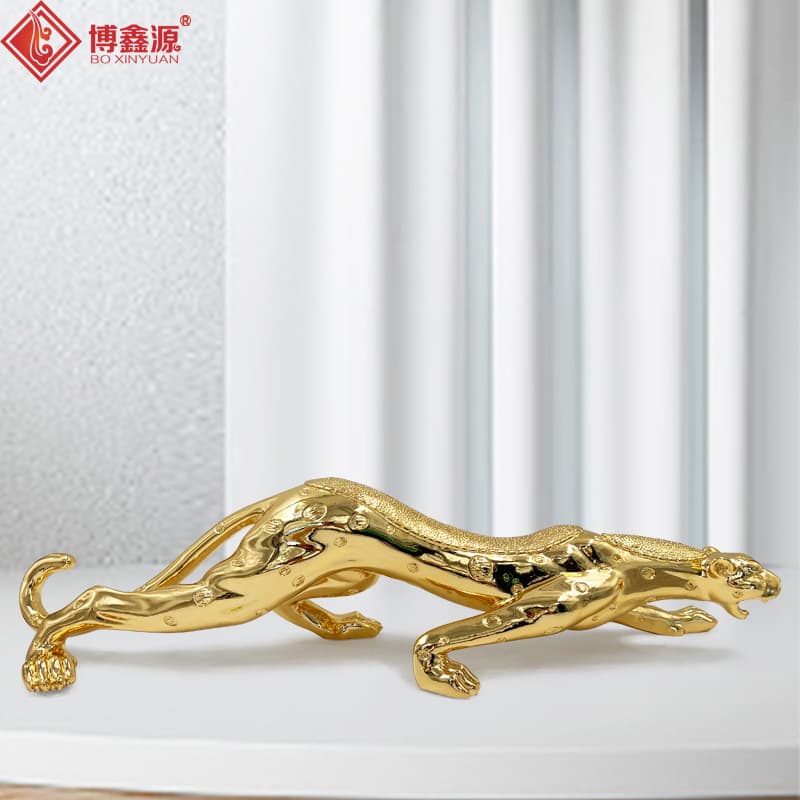Solid 80cm Long Diamond Large Money Leopard Ornament Resin Leopard Craft European Style Electroplated Home Decoration Wholesale