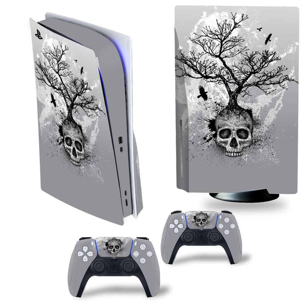 PS5 Disc Edition Console Sticker Cool Console Skin Protective Film Slightly Horror Theme Sticker Eco-Friendly No Residue