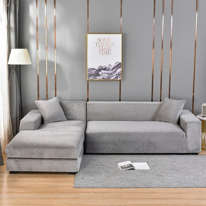 Amazon Style Thickened Silver Fox Velvet Sofa Cover, High Elasticity Full Coverage Sofa Slipcover, Ultra Soft All-Encompassing Sofa Protector