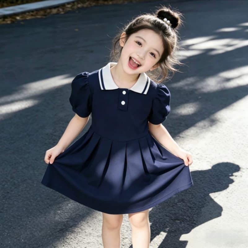 Girls Polo Dress Princess Dress Summer 2026 New Trendy School Style Short Sleeve Dress for Baby Girls