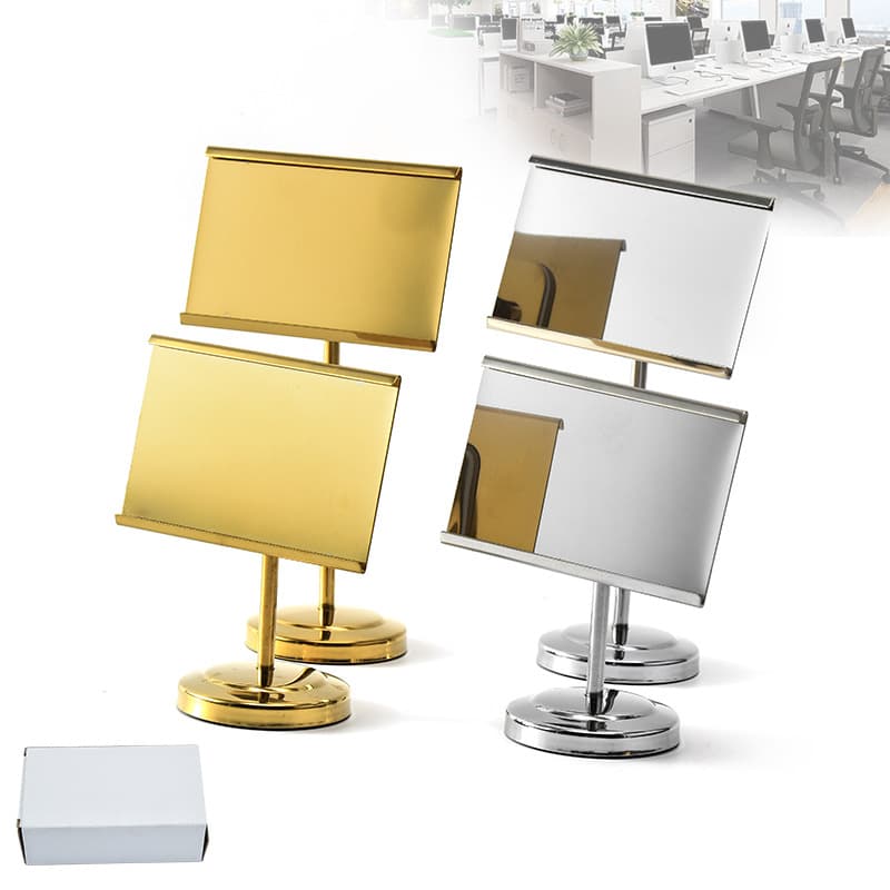 304 Stainless Steel Business Card Holder for Office Desk, Creative Name Card Clip, Commercial Card Stand