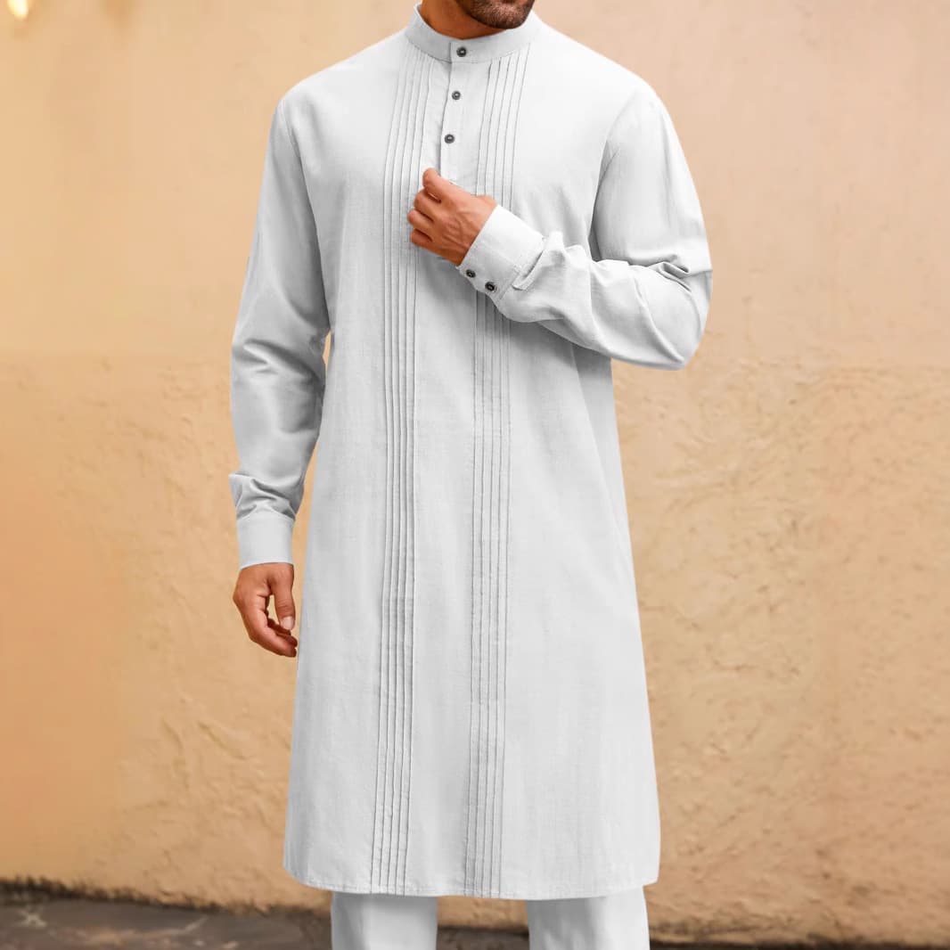 Fashionable Simple Long Men's Shirt Muslim Robe Male Arab Style Hot Selling Cross-Border Clothing Elegant Modest Menswear