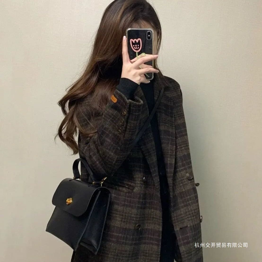 Retro Little Fragrance Style Checkered Wool Blazer, 2025 Autumn/Winter New Korean Style Thickened Slim-Fit Versatile Woolen