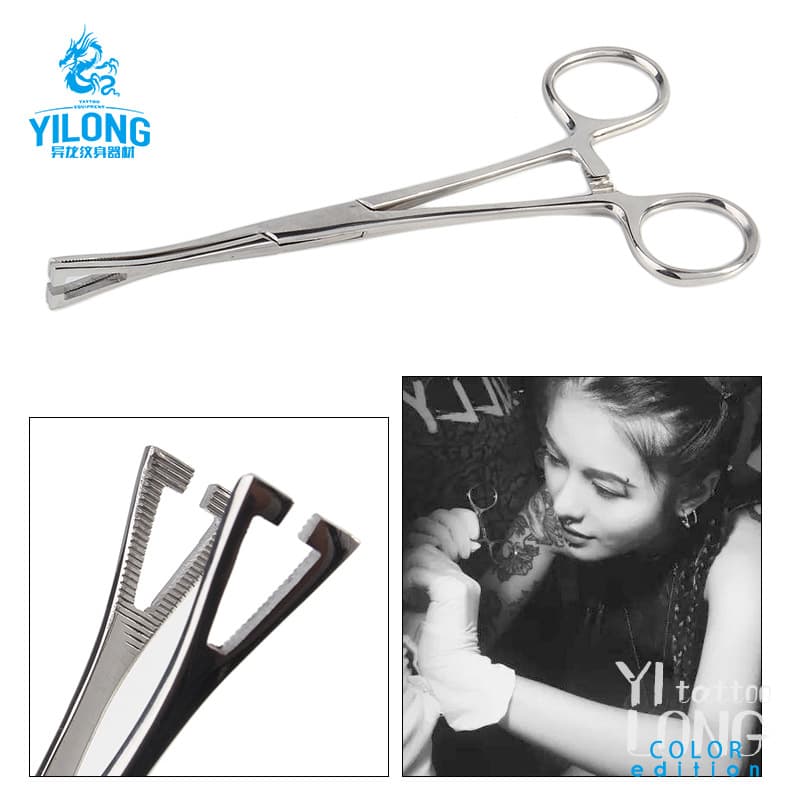 Yilong Piercing Tool Stainless Steel Piercing Pliers Positioning Pliers Round Mouth Opening Pliers Needle Tube Pliers Ear Piercing Gun Piercing Jewelry