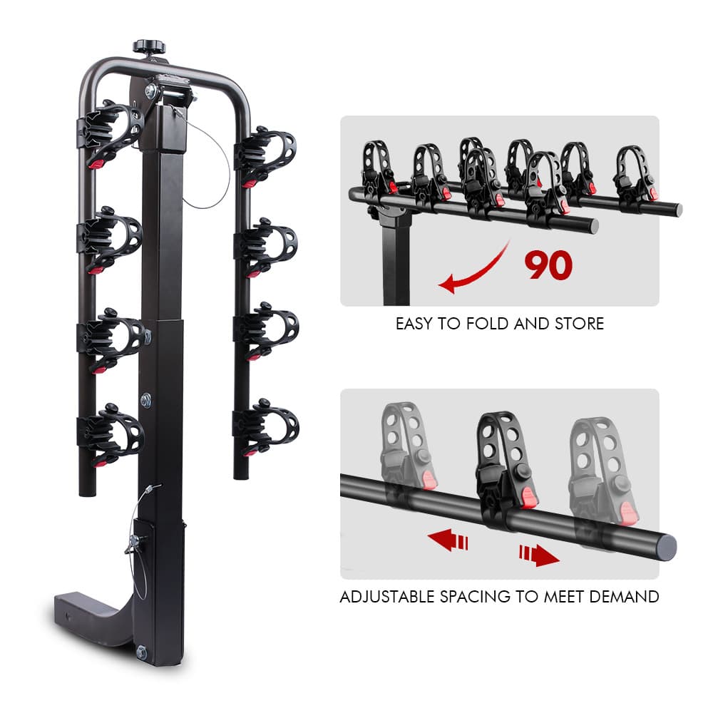 Car-Mounted Four-Bike Rack Standard Model, Adjustable Rear Hanging Carrier