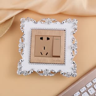 New Rose Pattern Switch Sticker 2043 European Style Resin Outlet Cover Living Room Wall Decorative Switch Cover