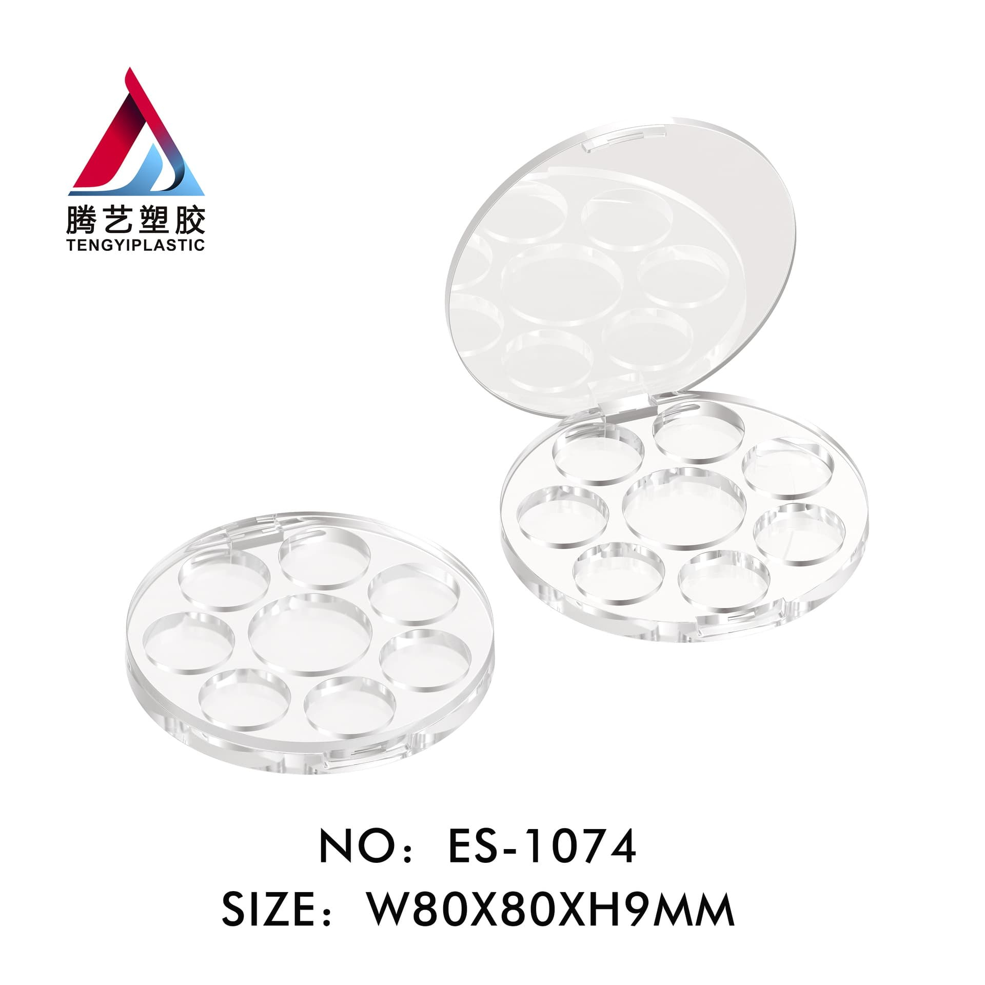 Round Flip Full Transparent Round Hole 8 Color Eye Shadow Box Makeup Plate Cosmetic Bag Material