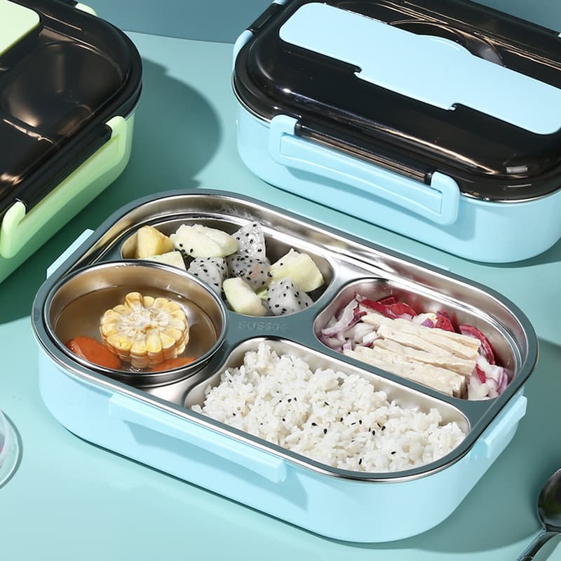 304 stainless steel insulated lunch box with lid for office workers and students lunch box divided format lunch box can be heated in microwave oven