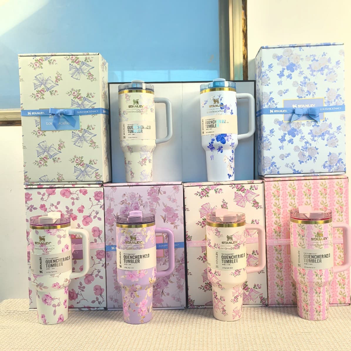 Stanley Insulated Tumbler Floral Collection Co-branded Stanley Cup High-Aesthetic Straw Cup Ice Boss Car Cup Best Seller.