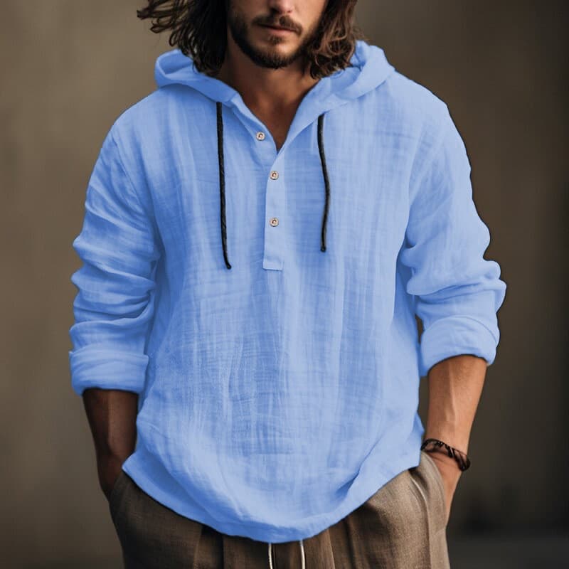 2025 New AliExpress Cotton Linen Shirt Hooded Sweatshirt Long Sleeve Hooded Spring/Summer Casual Everyday Clothing - Hot Selling Item
