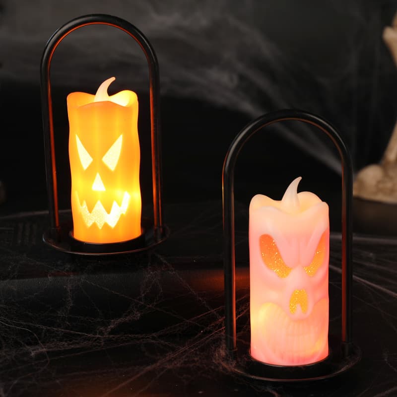 Cross-border popular Halloween portable candle lamp pumpkin skull LED electronic candle ghost festival decoration glow