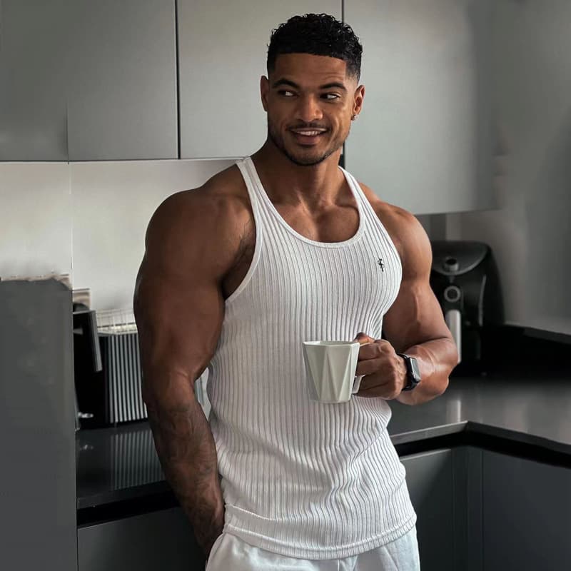 Summer Athletic Fitness Breathable Short Sleeve Vertical Stripe Vest for Men, Workout Sleeveless Undershirt, Lightweight Tank Top
