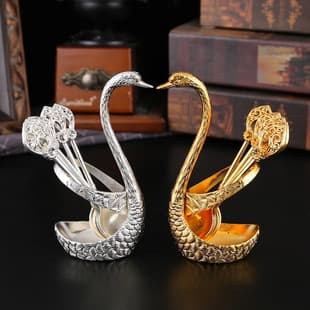 European Light Luxury Cygnus Storage Rack Creative Zinc Alloy Cutlery Set Korean Fruit Fork Cake Dessert Fork