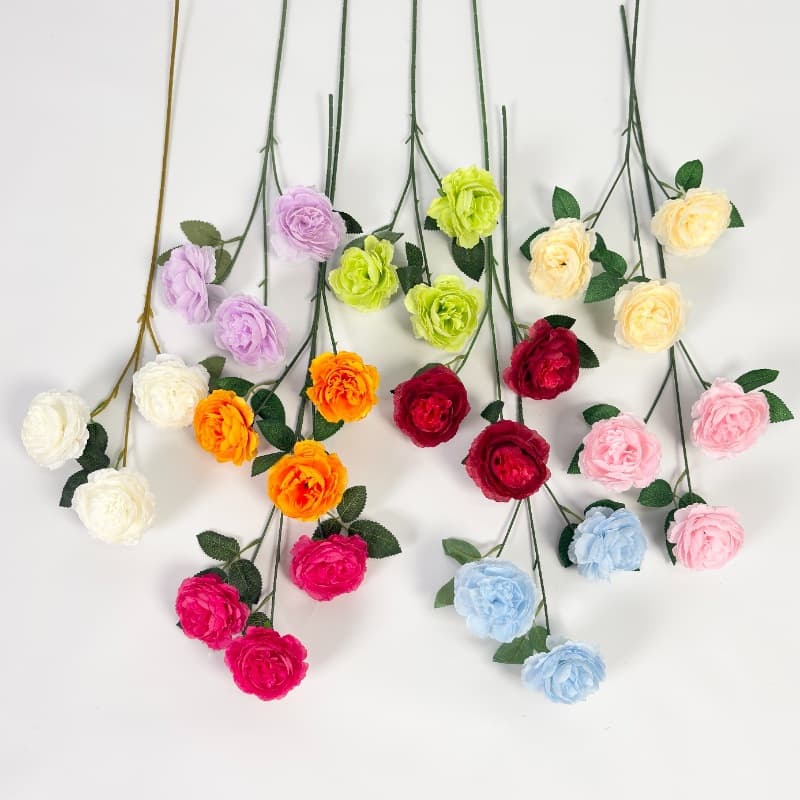 Artificial 3-Head European Peony Home Decoration Fake Flowers for Wedding, Banquet, and High-End Arrangements