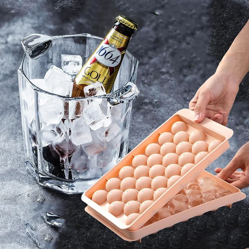 Home Use Ice Cube Mold Round Ball Shape Freezing Tray Storage Ice Box Plastic Material China Mainland Origin Ice Tools