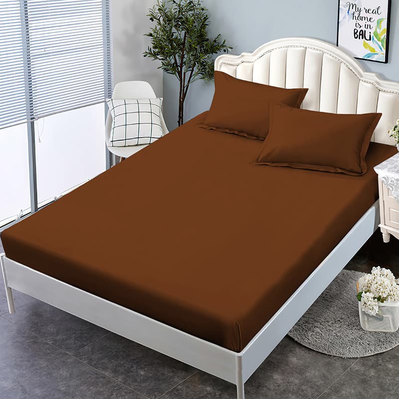 Solid Color Fitted Sheet Mattress Cover Single Double Bed Sheet Protector Full Wrap Mattress Pad