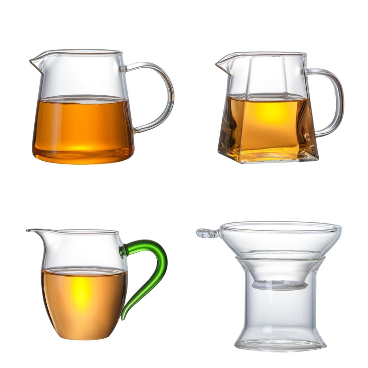 Manufacturer Wholesale Heat-Resistant Glass Fairness Cup Square Fairness Cup with Tea Strainer, Tea Sea Kung Fu Tea Ceremony Accessories