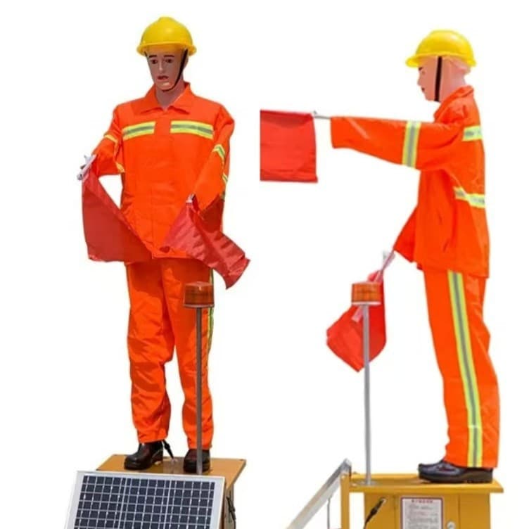 Solar-Powered Traffic Command Intelligent Commander, Construction Flag-Waving Robot, Highway Maintenance Belt with Voice