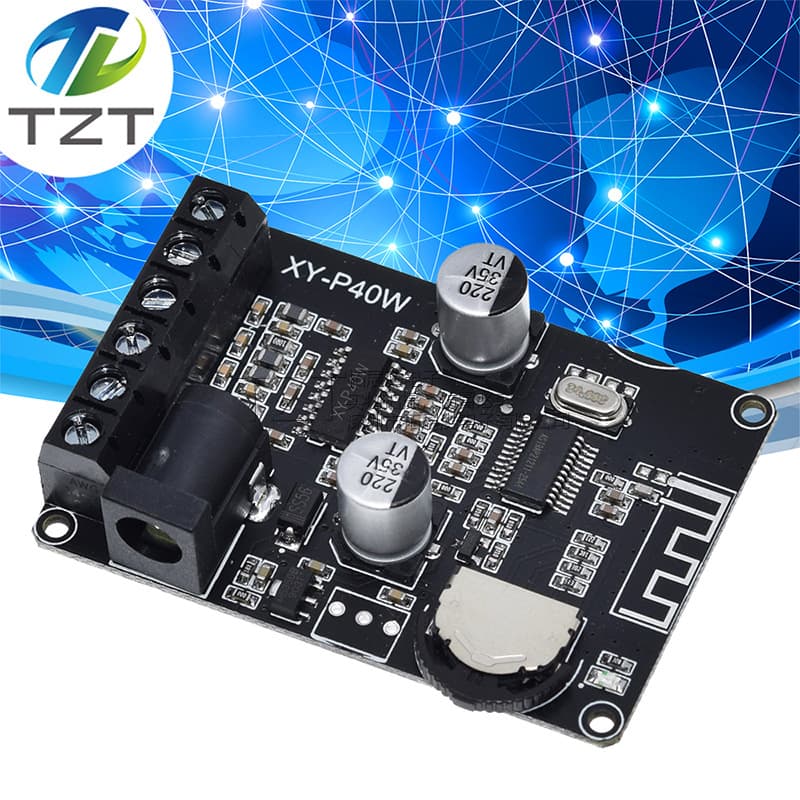 30W/40W Stereo Bluetooth Amplifier Board, 12V/24V High-Power Digital Amplifier Module, Speaker XY-P40W