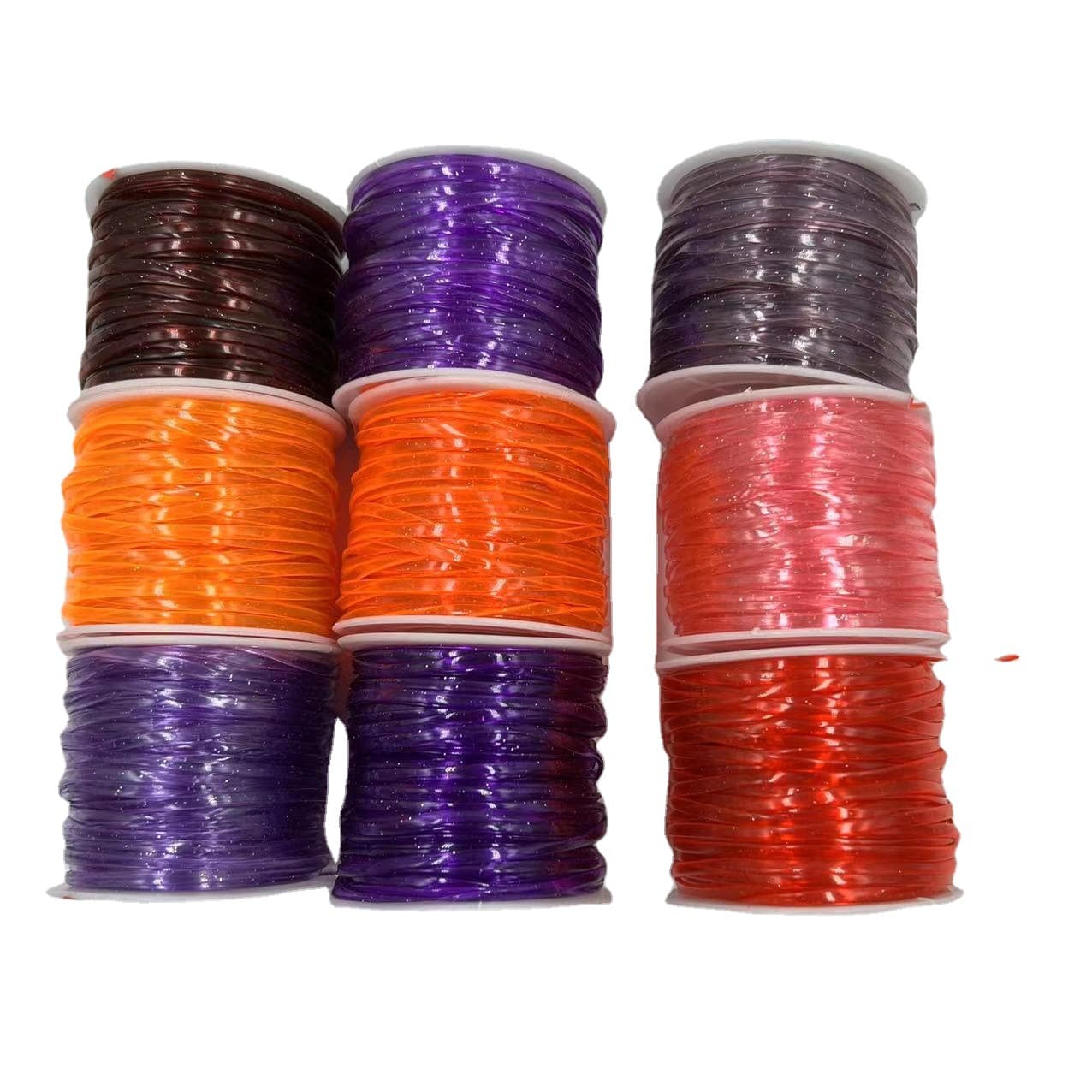 Amazon hot-selling transparent colored glitter plastic thread, glass fiber thread, DIY plastic flat rope, PVC woven flat wire.